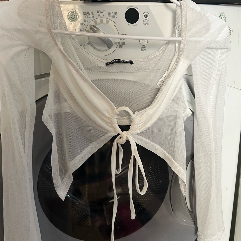 SHEIN White Sheer Crop Top